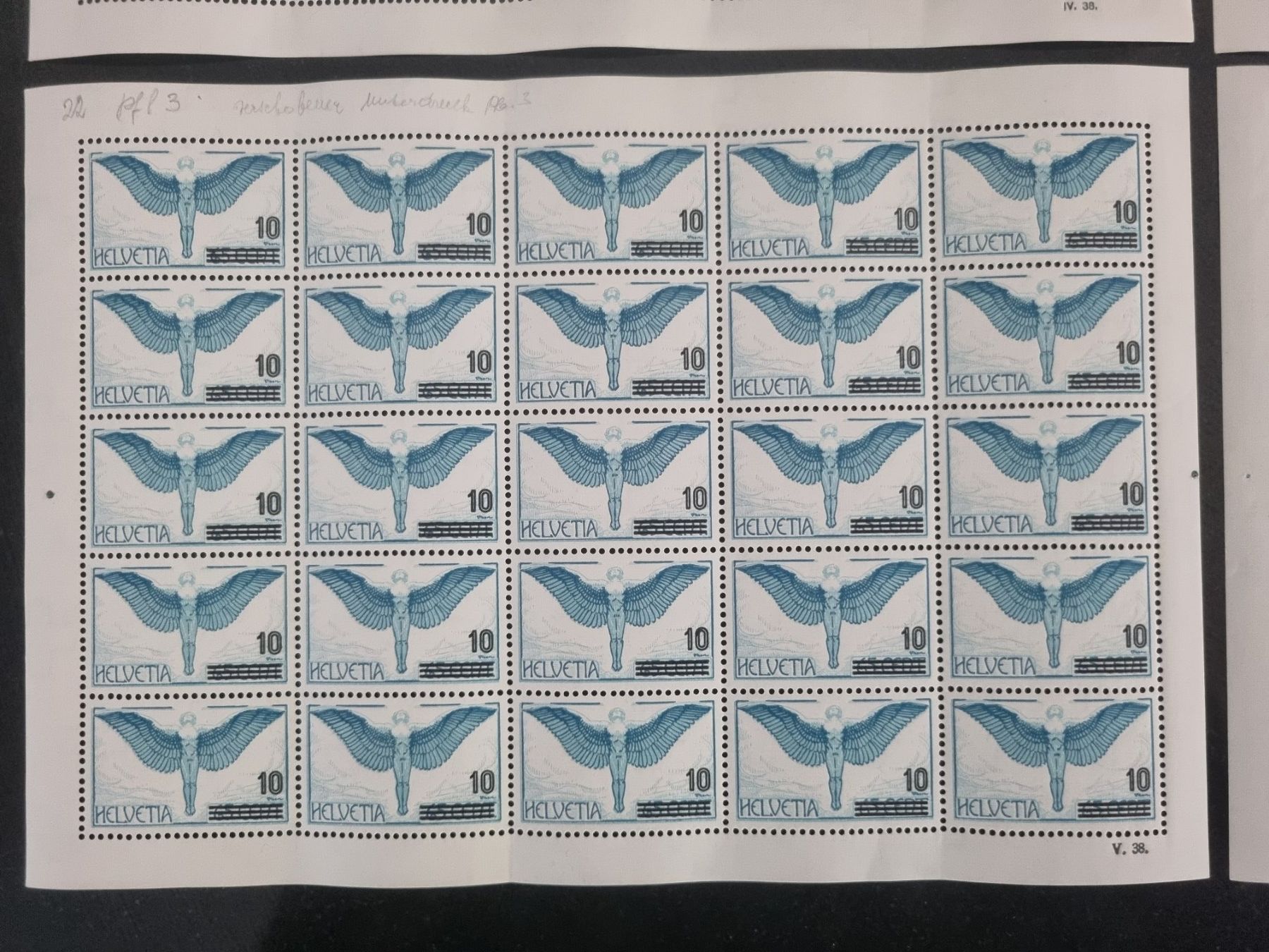 Tutti i francobolli: 4 Bogen Flugpost Nr. F22 mit Plattenfehler, postrisch ** – Nuovo (secondo la descrizione) da Gümligen venduto da Geniusbuy 3
