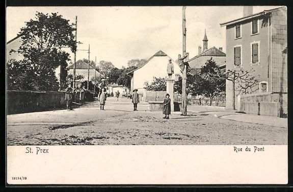 Cartoline postali: AK St. Prex, Rue du Pont avec enfants – Usato da Berlin venduto da bartko-reher