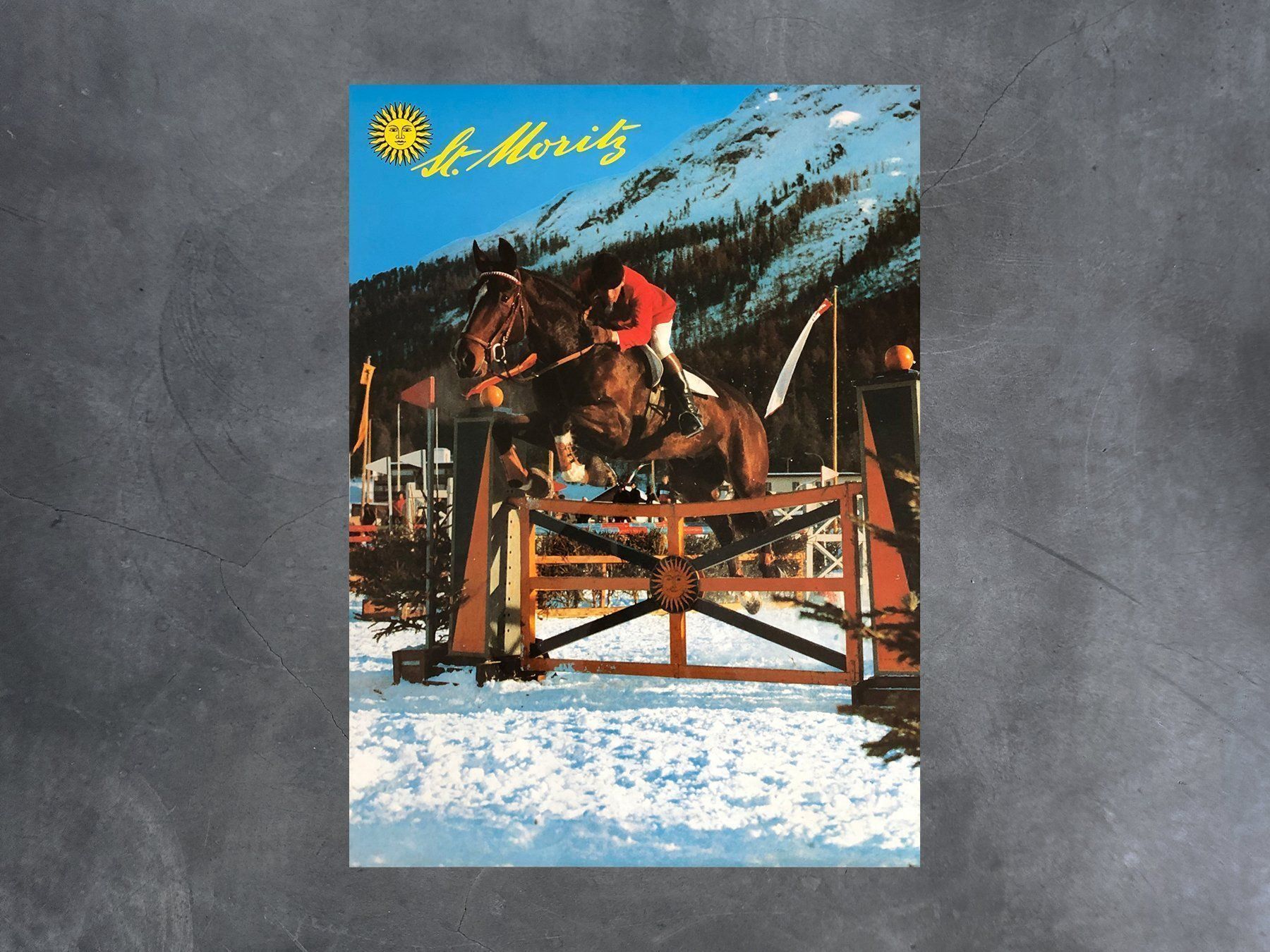 Posters & Illustrations: Poster St.Moritz Springreiten im Winter – D'occasion à Chur par design-of-time