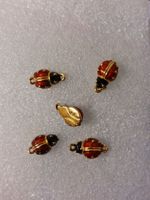 5 Coccinelles dorées et rouges pour la création de bijoux