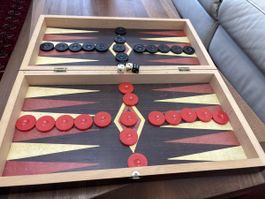 Schach/Backgammon Spielkassette Holz 40 x 40 cm, Top! (50)