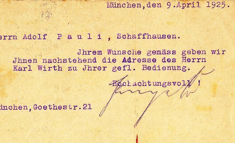 Ansichtskarten: München - Schweizer Postkarte Opersänger  1925 – Gebraucht aus Emmenbrücke von teestube