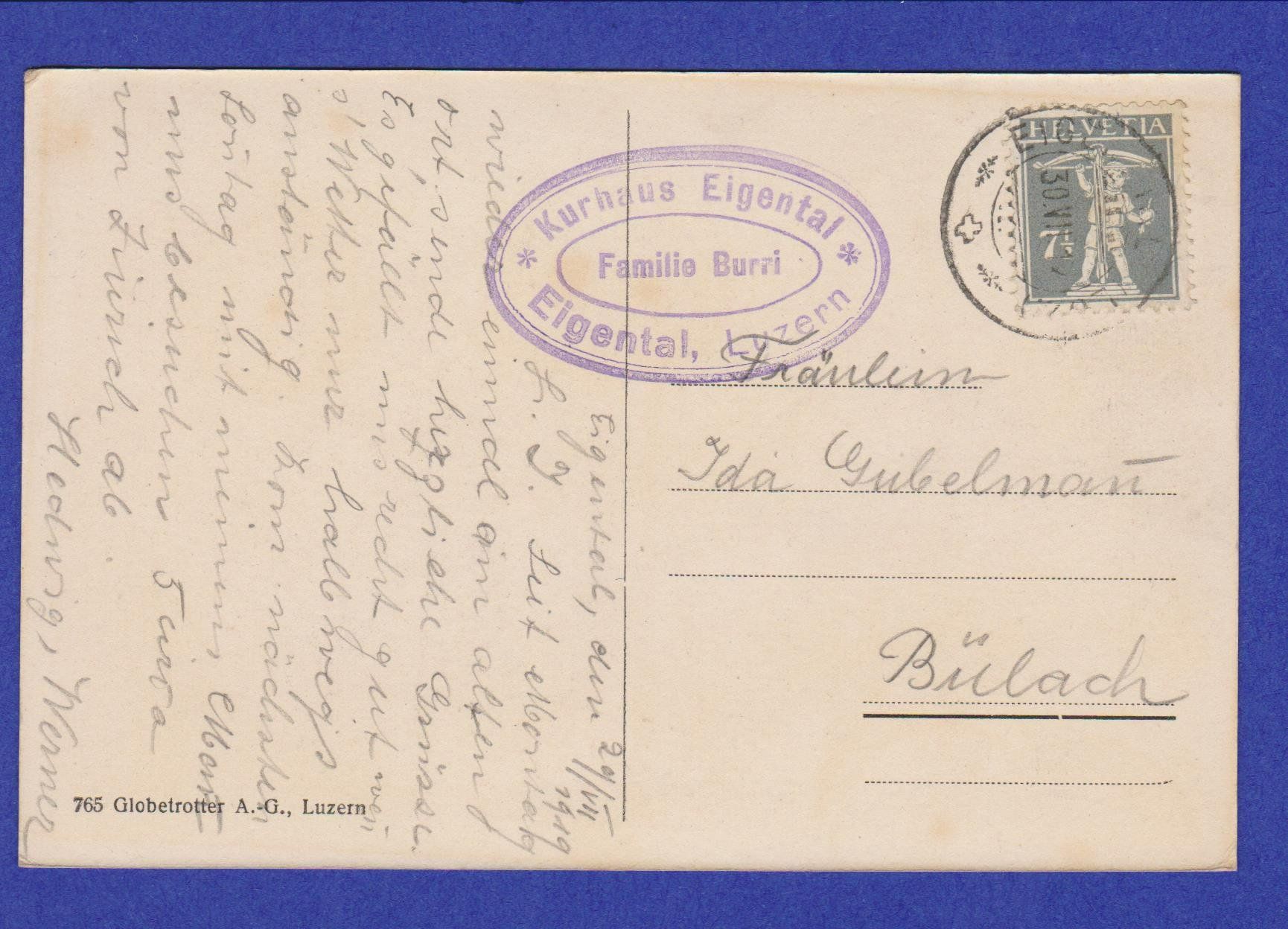 Cartoline postali: Eigenthal  LU  -  antike Ansichtskarte von 1919 – Usato da Vitznau venduto da Ropaku 1
