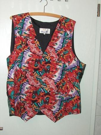 Neuw. Tie-Rack Seiden-Gilet - schwarz/bunt - Gr. L