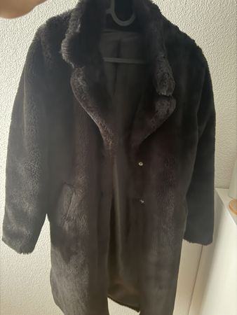 Faux Fur Coat Black Size S Good Condition