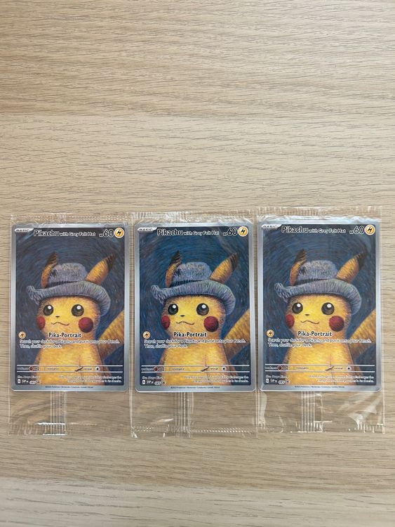 Pokemon Pikachu 3xmit grauem Filzhut 085 PromoKarte Van Gogh Kaufen auf Ricardo