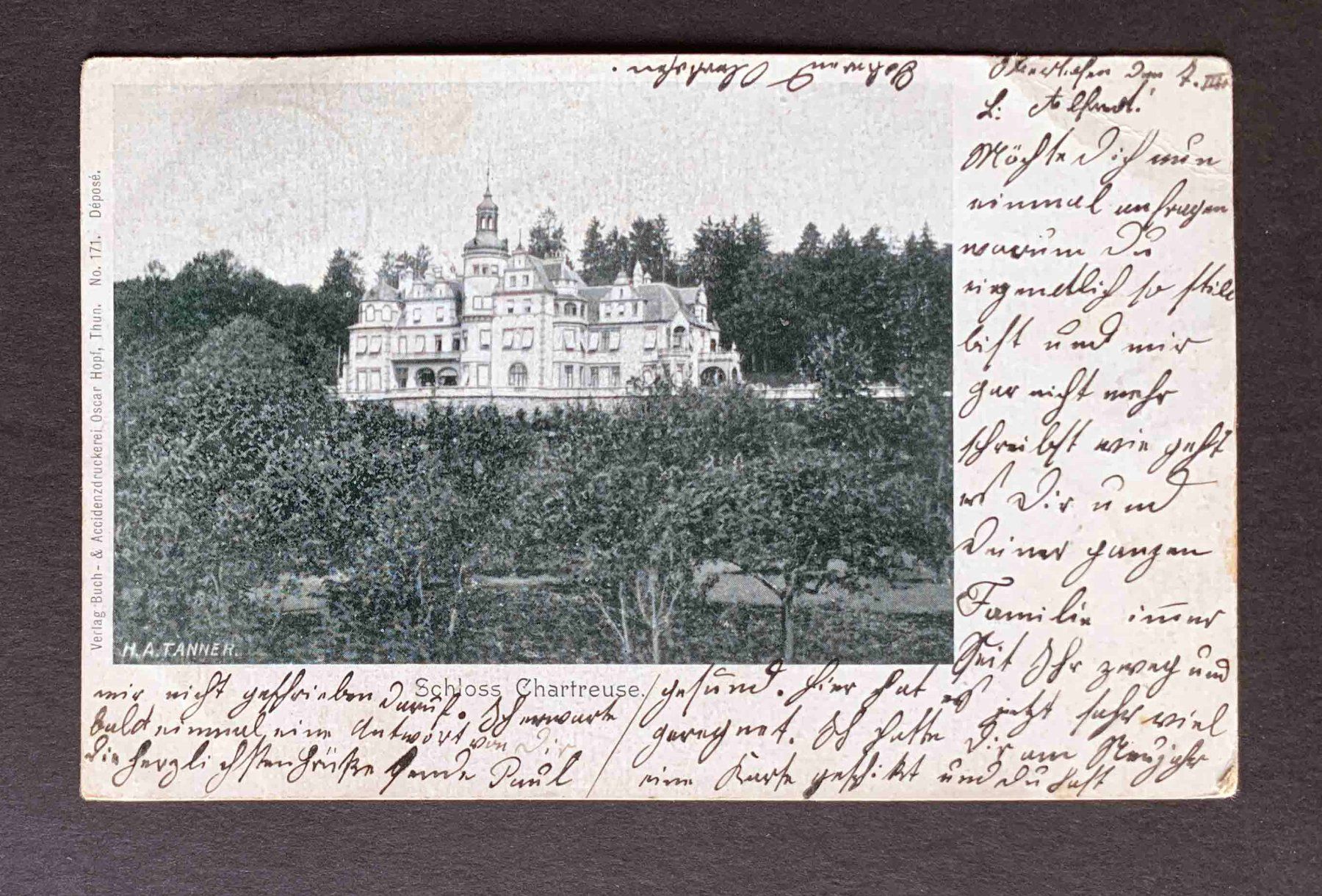 Cartoline postali: AK Schloss Chartreuse Hünibach am Thunersee – Usato da Goldau venduto da artelier1