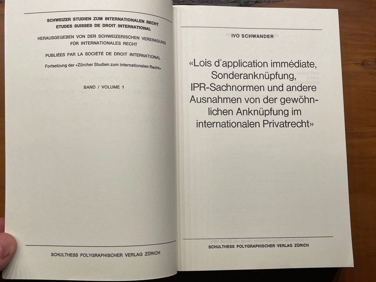 Libri: Lois d‘application immédiate (Dissertation Ivo Schwander) – Nuovo e nell'imballaggio originale da Volketswil venduto da doughboy 2