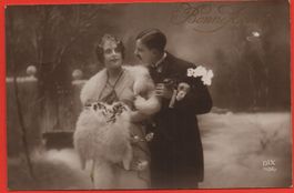 LIEBESPAAR Bonne Année NEUJAHR gel. 1926 v. LES GRANGES