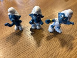 3 Schlümpfe aus Gummi