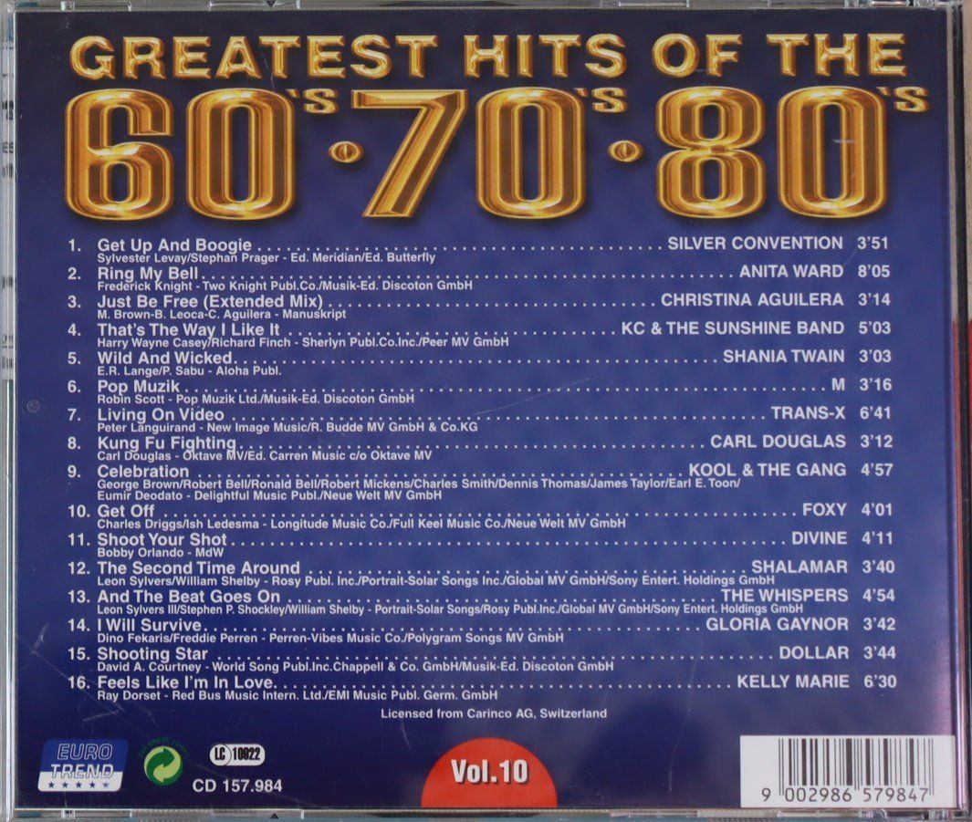 CDs: Greatest Hits 60s 70s 80s - Vol.10 – Gebraucht aus Luzern von CONTENTI 2