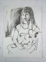 Alfred Kobel (1925-2011) grosse Kohlestift Zeichnung 50x65cm