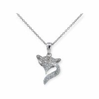 Diamant-Rubin-Collier 14k Weissgold 0,41ct