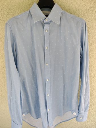 Louis Vuitton Monogram Jacquard Hemd 41/M Slim Fit hellblau