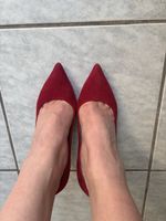 Red suede heels