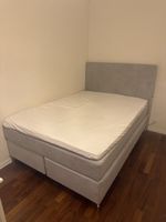 Boxspringbett grau mit Kopfteil 140x200cm guter Zustand