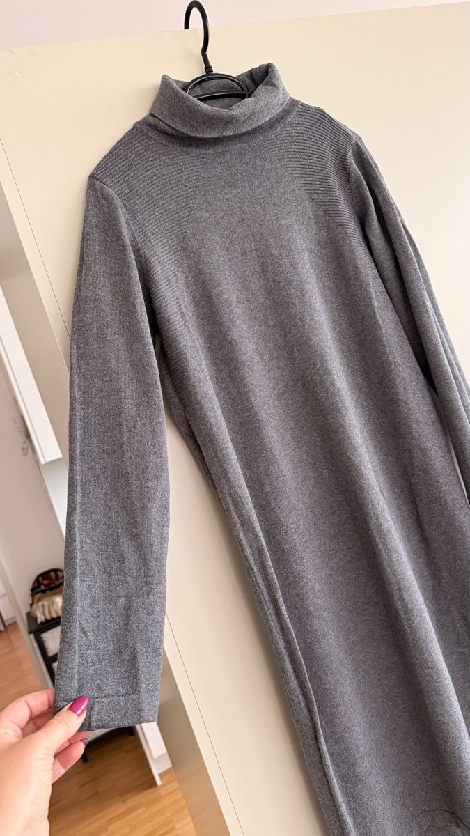 Robes: OBJECT Rollkragen-Strickkleid Grau Größe L  – D'occasion à Winterthur par -BeHappy24- 3