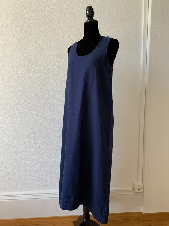 SAKS FIFTH AVENUE: Langes dunkelblaues Leinen-Kleid, M 4