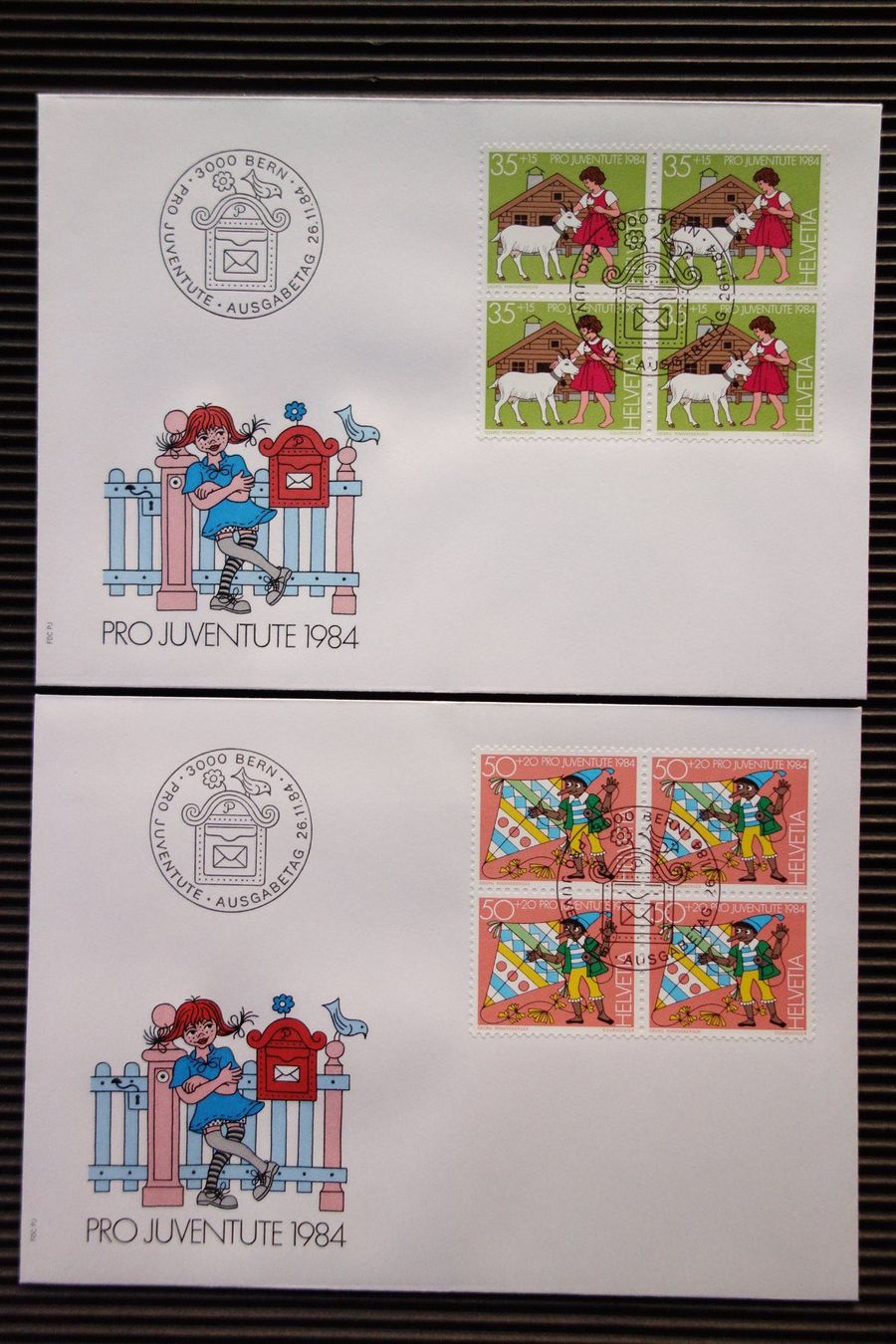 Tutti i francobolli: 1984 4 FDC mit Viererblöcken "Kinderbücher" – Nuovo (secondo la descrizione) da Mettmenstetten venduto da Sutasso