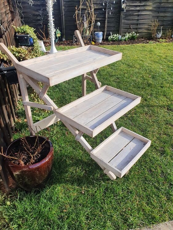Porte-plantes Brouette En Bois Naturel – Déco Jardin Et Intérieur – Dimensions 73x31x28 Cm – À Monter Soi-même - 7