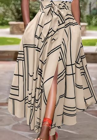 Chic Gonna con cintura - Motivo geometrico!-M/L-nuova