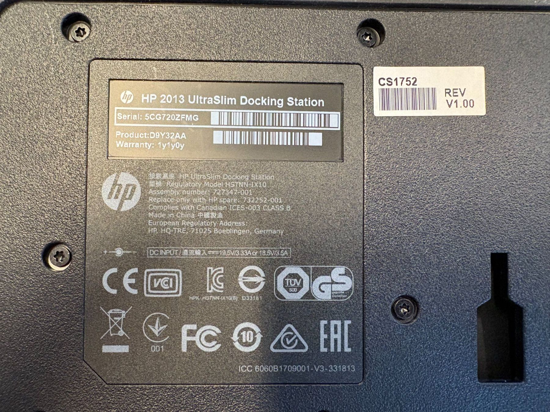 Hewlett Packard Docking station: HP 2013 D9Y32AA Docking Station – Usato da Langnau am Albis venduto da IhreIT 2