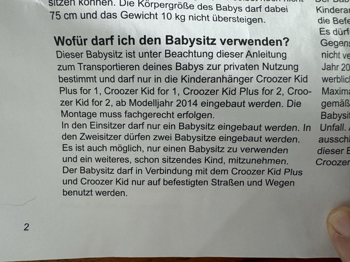 Hamac: Croozer Babysitz Kinderanhänger – D'occasion à Uhwiesen par FehrN 5