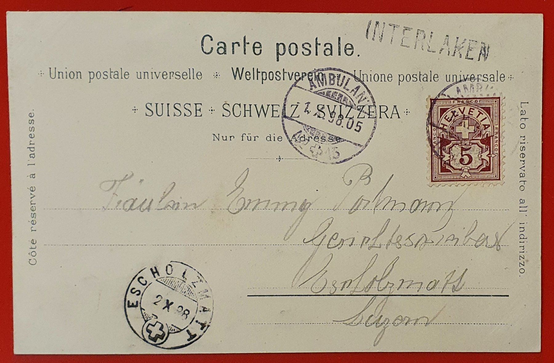 Cartoline postali: Gruss aus Interlaken 1898 – Usato da Kreuzlingen venduto da Rschweiz1 1