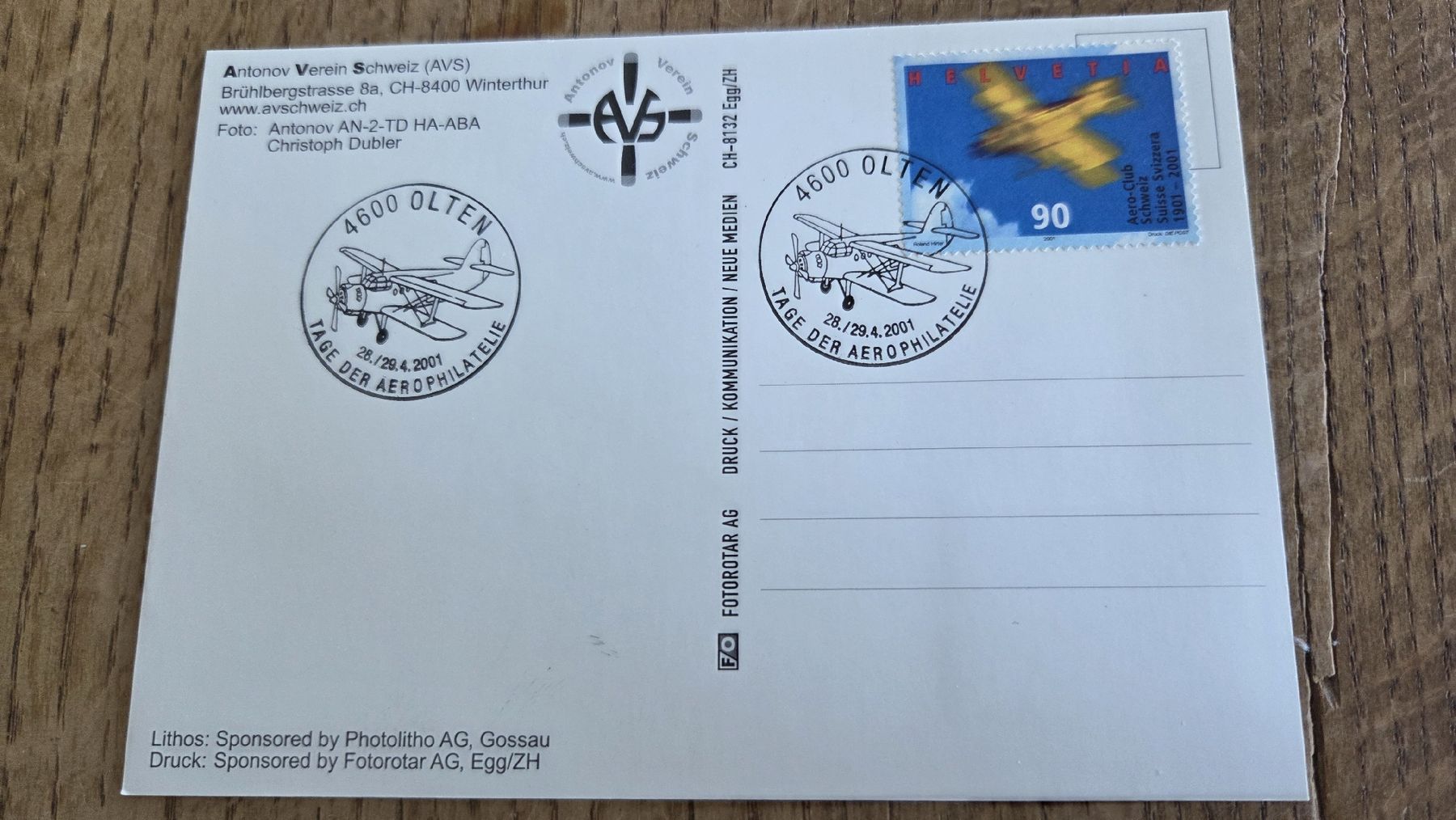 Tutti i francobolli: 2001 Maximumkarte Pro Aero – Usato da Arni AG venduto da Moth68 1