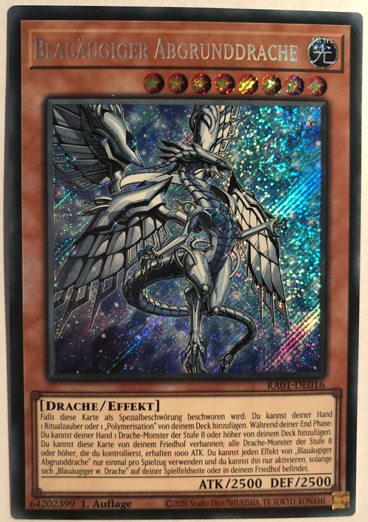Yugioh Karte: Blauäugiger Abgrunddrache – Ultra Rare, 1. Auflage Deutsch (Magnificent Mavens)