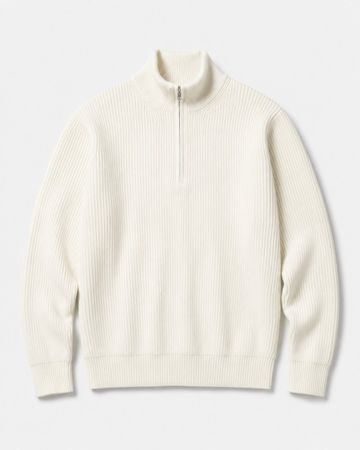 Uniqlo Pull à col zippé en maille soufflée Yarn™ S Blanc