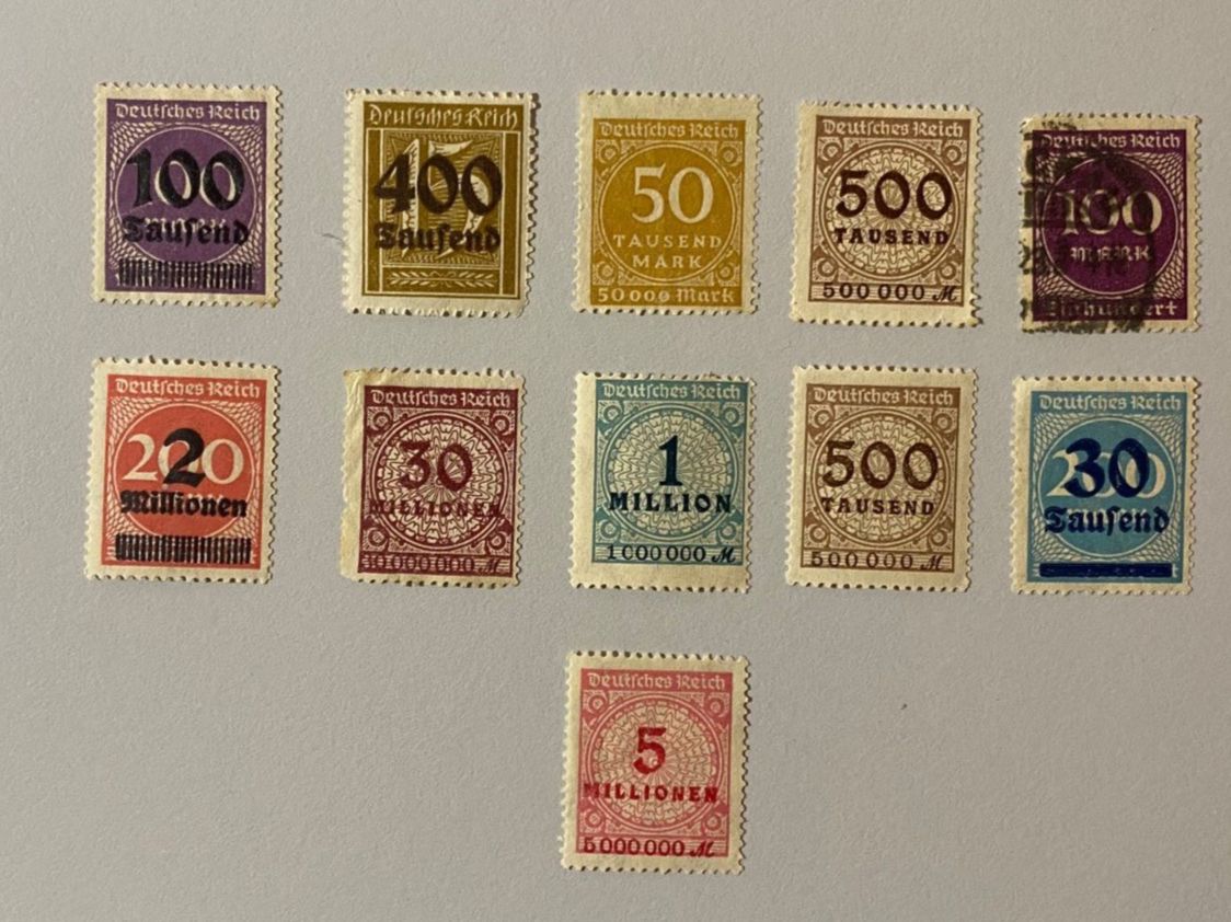 Alle Briefmarken: Lot Briefmarken Deutsches Reich Inflation – Gebraucht aus Abtwil SG von Frapi