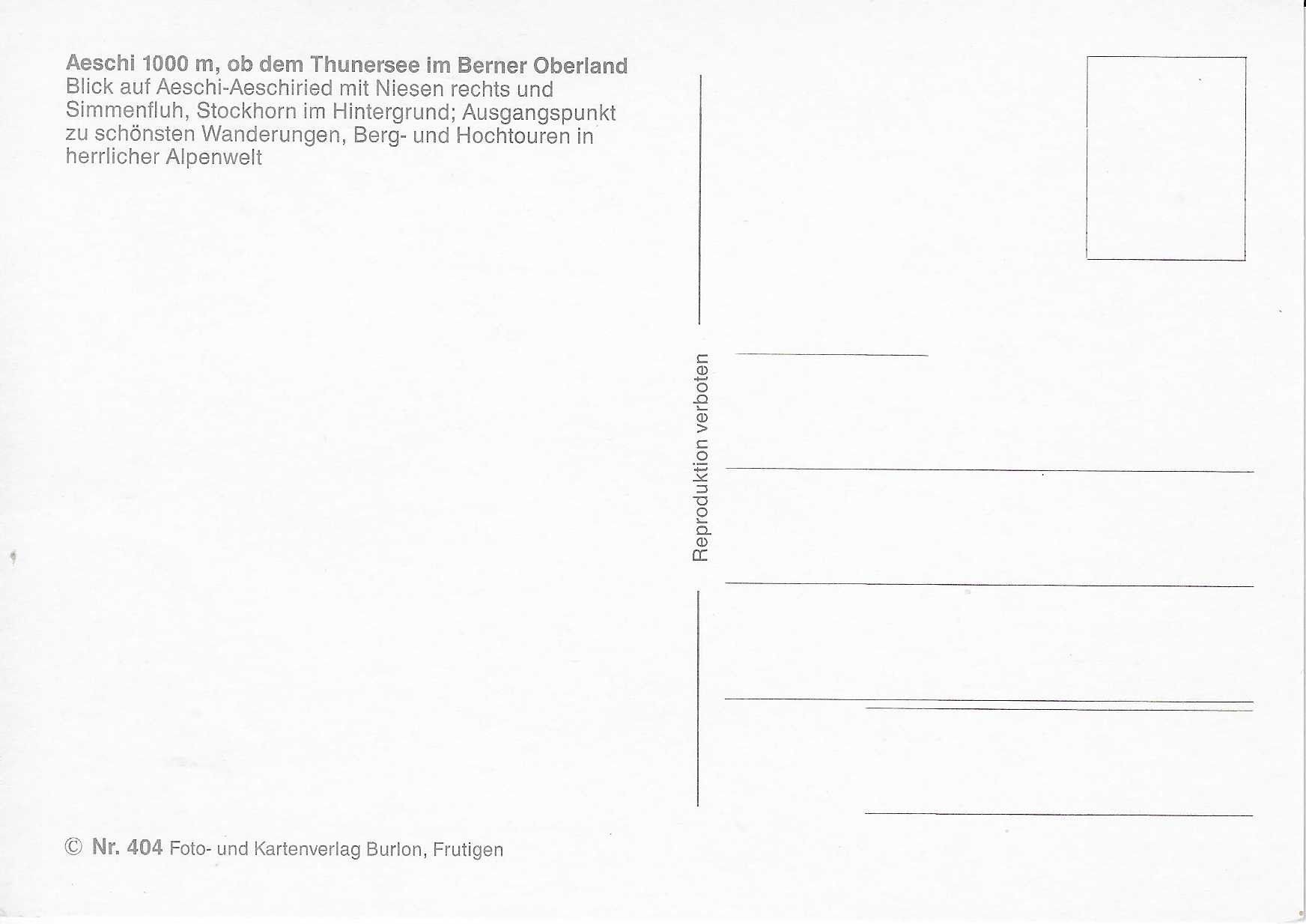 Cartoline postali: Aeschi ob dem Thunersee BE – Nuovo (secondo la descrizione) da Rothrist venduto da Stranglehold 1