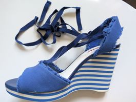 PRADA : Sandales Wedge Heels style marinière 39.5 - NEUVES