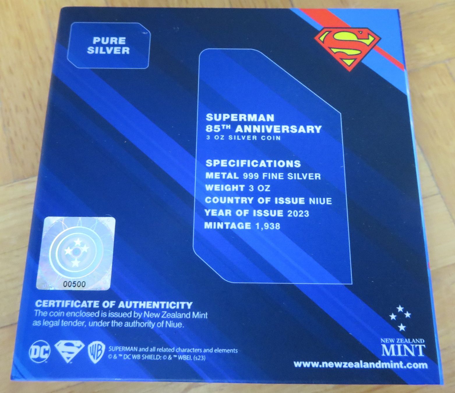 Tutti le monete: Superman 85. Comic Book Anniversary 3 oz Silver 2023 Proof – Nuovo e nell'imballaggio originale da Wetzikon ZH venduto da Nicki6 5