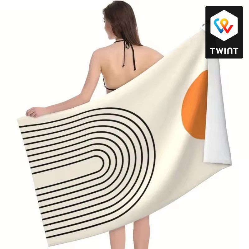 Teli da bagno: Serviette de plage élégante au design moderne soleil – Nuovo e nell'imballaggio originale da Saignelégier venduto da onekeystore 3