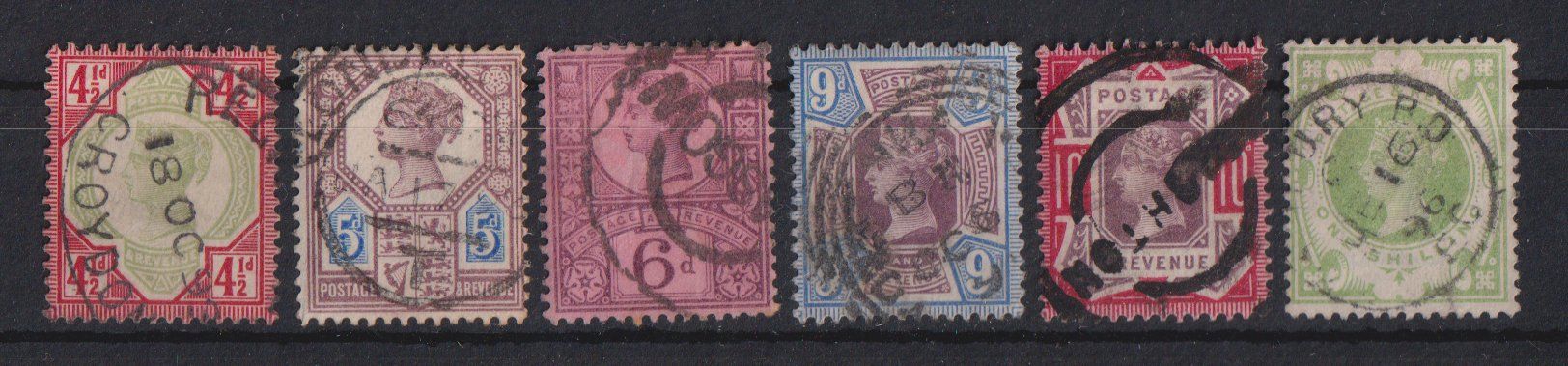 Tutti i francobolli: Grossbritannien 1887: 6 Werte Freimarken - Kat. 140.-- – Usato da Eschlikon TG venduto da PhilCon