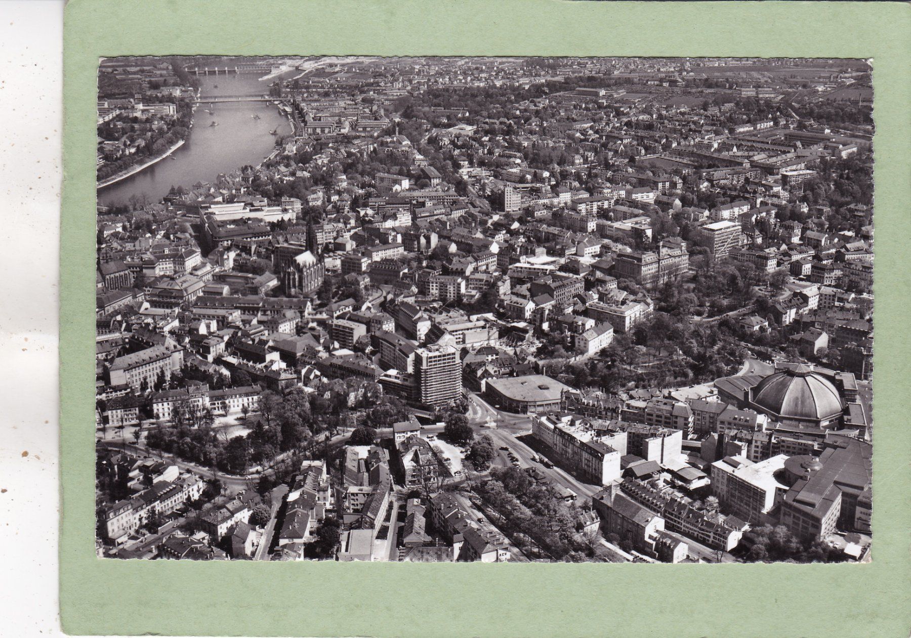 Ansichtskarten: Basel Flugaufnahme 1956 – Gebraucht aus Herisau von Lisegrat2008