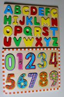 Kinder Lernpuzzles ABC und Zahlen Holzspielzeug 2er Set