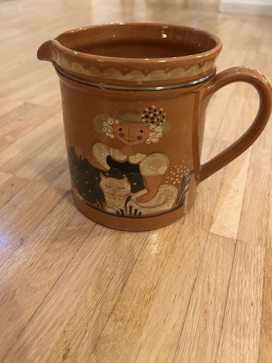 Caraffe: Rustic Hand-Painted Ceramic Pitcher Jug  circa .75l – Usato da Nyon venduto da Iamher