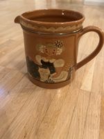 Rustic Hand-Painted Ceramic Pitcher Jug  circa .75l