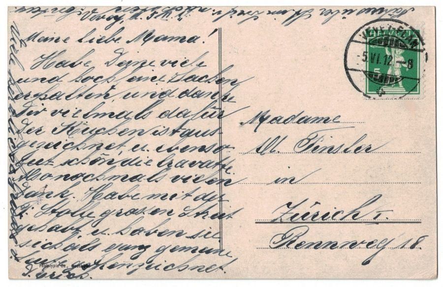 Cartoline postali: Vevey, scène du port, circulée 1912 – Usato da Frauenfeld venduto da POML 1