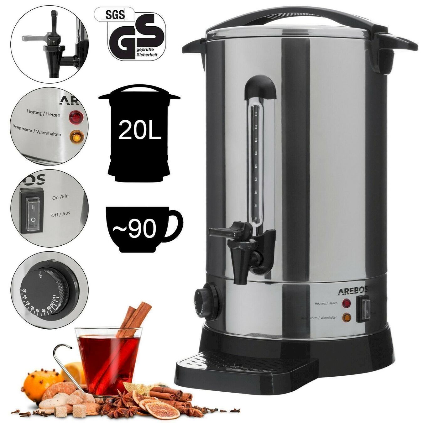 Elettrodomestici da cucina: Arebos Glühweinkocher 20L 1650W – Nuovo e nell'imballaggio originale da Bottighofen venduto da zaap