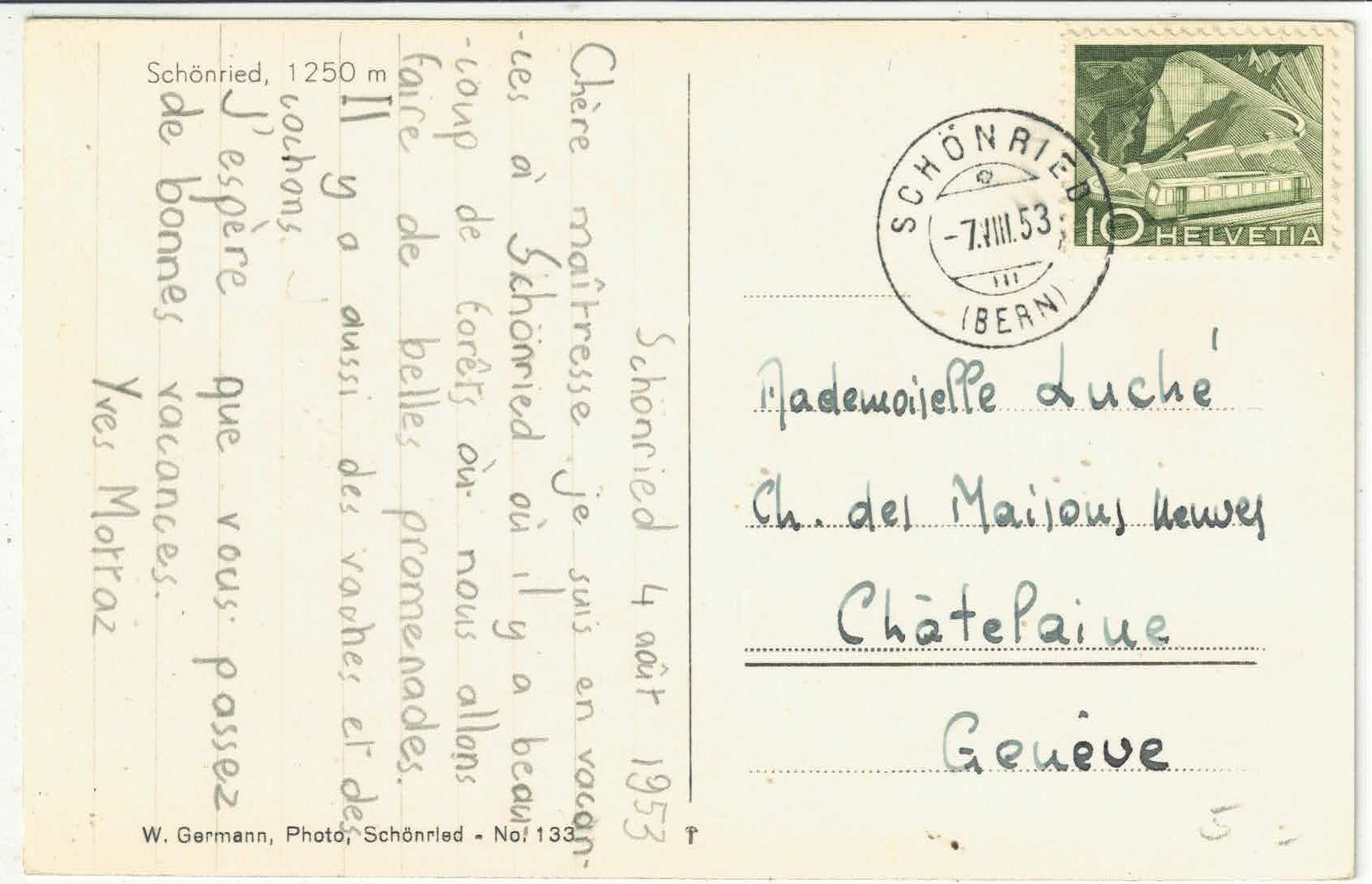 Cartes postales: Schönried - 2 Chalets – D'occasion à Ettingen par Kartenplanet 1