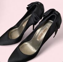 schwarze Buffalo London High Heels mit Schleife Gr. 39, se