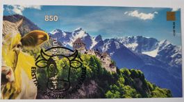Gelbe Crypto Stamp mit ET-Stempel CHLI Liechtenstein 