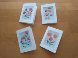 Aquarell-Grusskarten als 4er Set