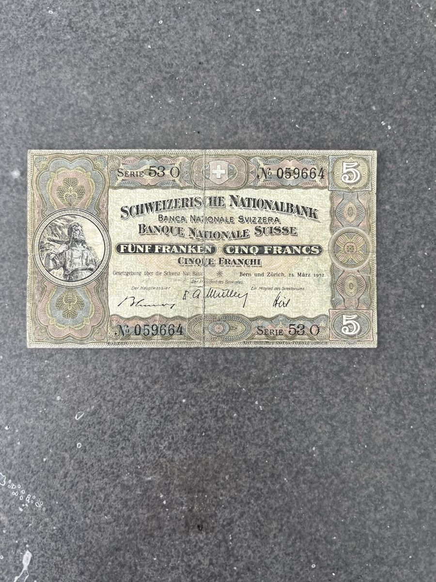 Billets de banque: Alte 5.- Note 1952 – D'occasion à Fislisbach par Robertcolin02 1
