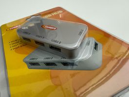 USB-Hub (3-Port), sempre, mit Netzteil und Kabel, Fabrikneu