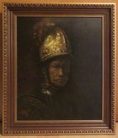 Ölgemälde "Der Mann mit dem Goldhelm", nach Rembrandt, 1985
